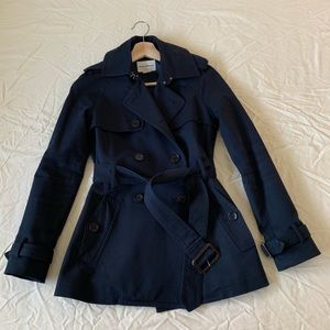 Club Monaco Navy Belted Trench Coat XS